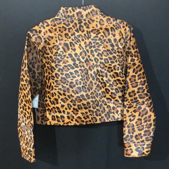 JUICY COUTURE Leopard Print Leather Jacket Coat - Picture 6 of 8